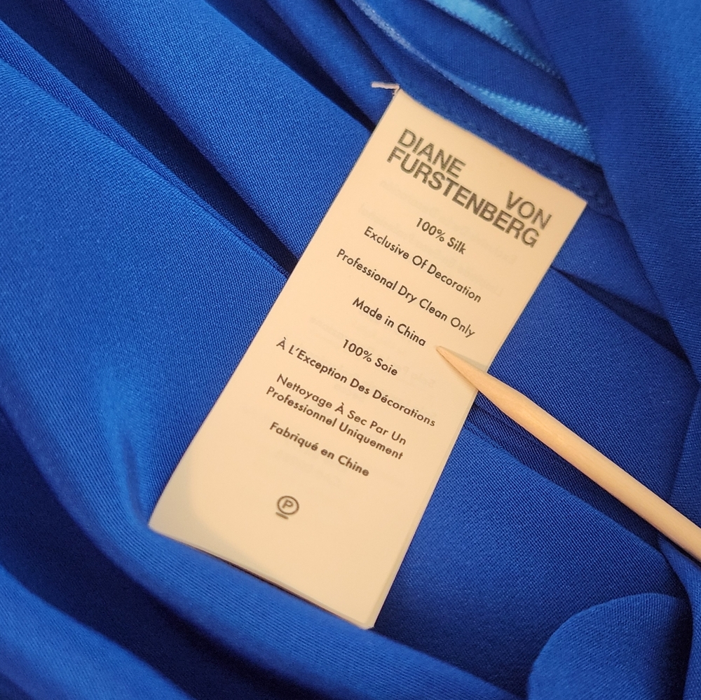 Diane Von Furstenberg DVF Blue Silk Wrap Dress Sz S - Picture 6 of 12